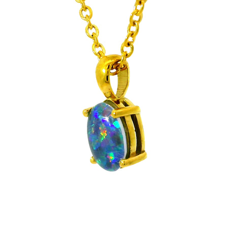 Triplet Opal Pendant set in Gold Plated Stainless Steel