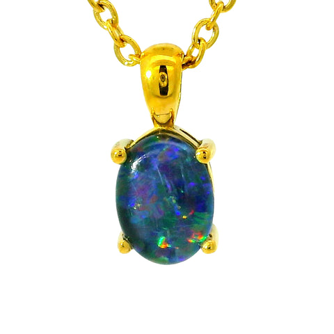 Triplet Opal Pendant set in Gold Plated Stainless Steel
