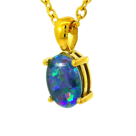 Triplet Opal Pendant set in Gold Plated Stainless Steel