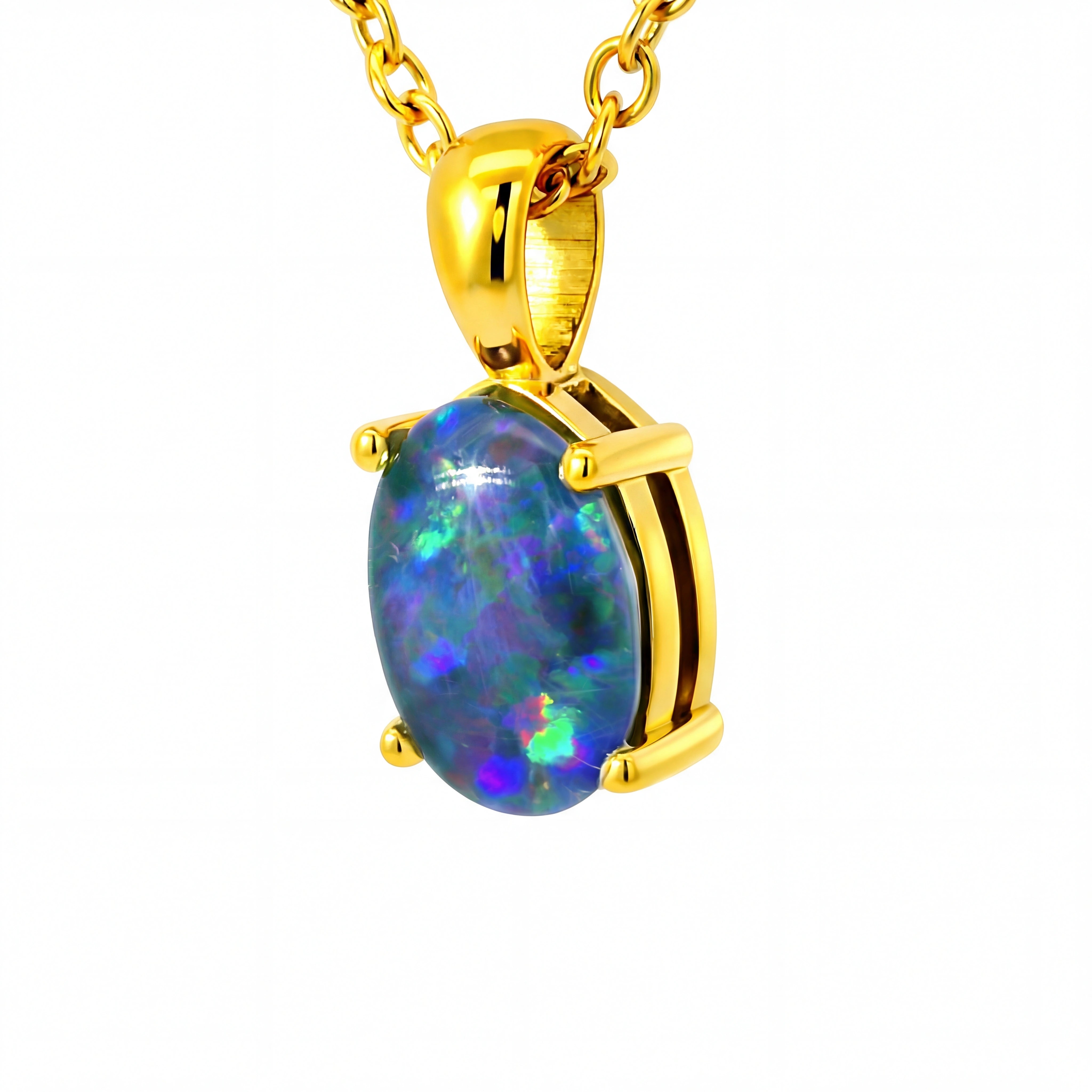 Triplet Opal Pendant set in Gold Plated Stainless Steel - Australian Opal Cutters and Pearl Divers