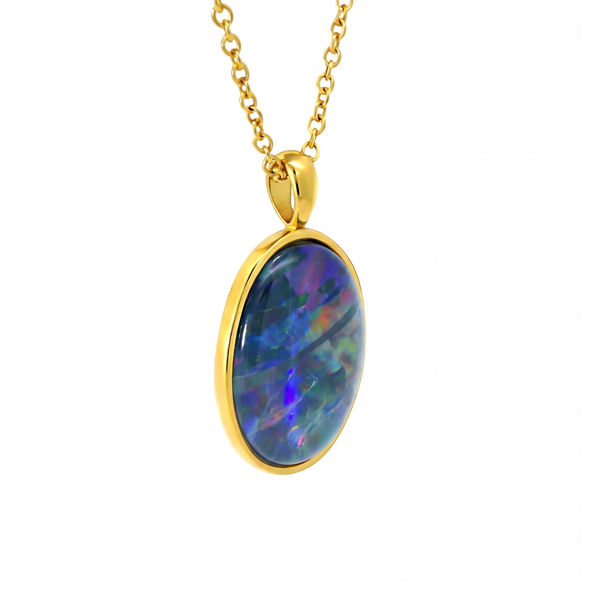 Triplet Opal Pendant in Gold Plated Stainless Steel - Multicolour - Australian Opal Cutters and Pearl Divers