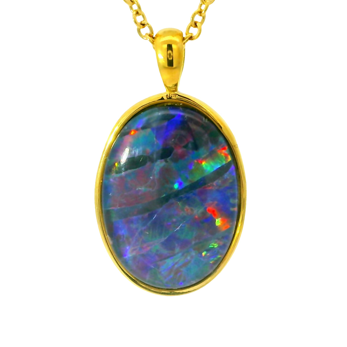 Triplet Opal Pendant in Gold Plated Stainless Steel - Multicolour