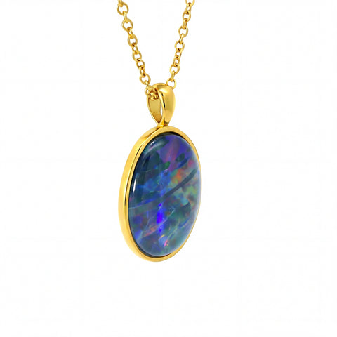 Triplet Opal Pendant in Gold Plated Stainless Steel - Multicolour - Australian Opal Cutters and Pearl Divers