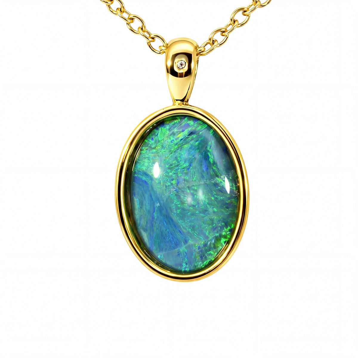 Triplet Opal Pendant set in Stainless Steel Gold Plated
