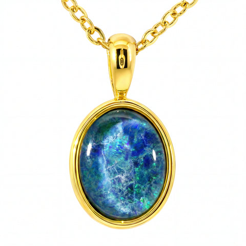 Triplet Opal Pendant set in Stainless Steel Gold Plated