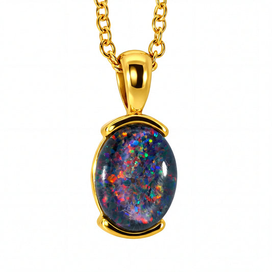 Triplet Opal Pendant set in Stainless Steel Gold Plated