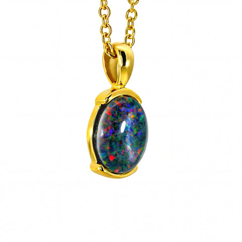 Triplet Opal Pendant set in Stainless Steel Gold Plated - Australian Opal Cutters and Pearl Divers