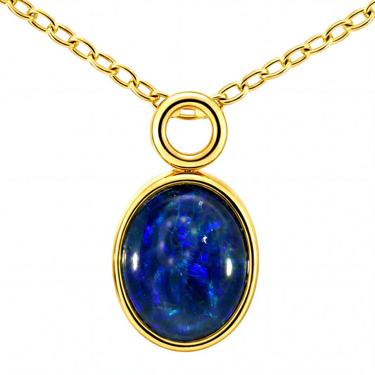Triplet Opal Pendant set in Stainless Steel Gold Plated - Australian Opal Cutters and Pearl Divers