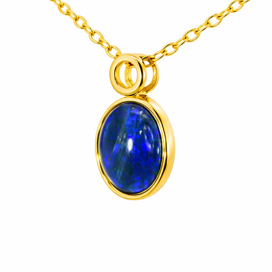 Triplet Opal Pendant set in Stainless Steel Gold Plated - Australian Opal Cutters and Pearl Divers