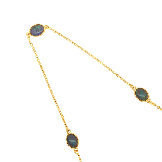 Triplet Opal Pendant set in Gold Plated Stainless Steel - Multicolour