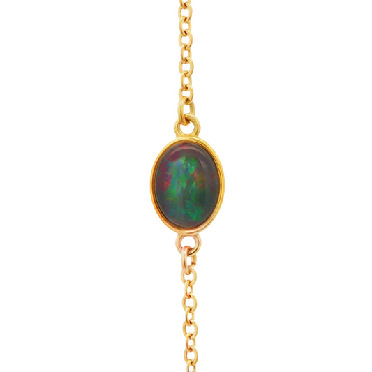 Triplet Opal Pendant set in Gold Plated Stainless Steel - Multicolour