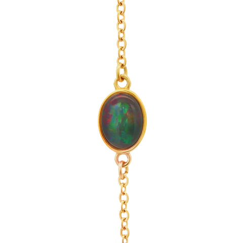 Triplet Opal Pendant set in Gold Plated Stainless Steel - Multicolour