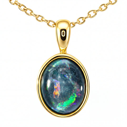 Triplet Opal Pendant set in Stainless Steel Gold Plated