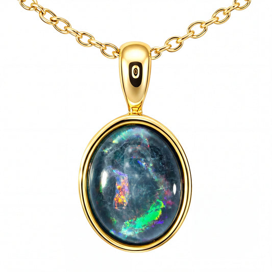 Triplet Opal Pendant set in Stainless Steel Gold Plated - Australian Opal Cutters and Pearl Divers