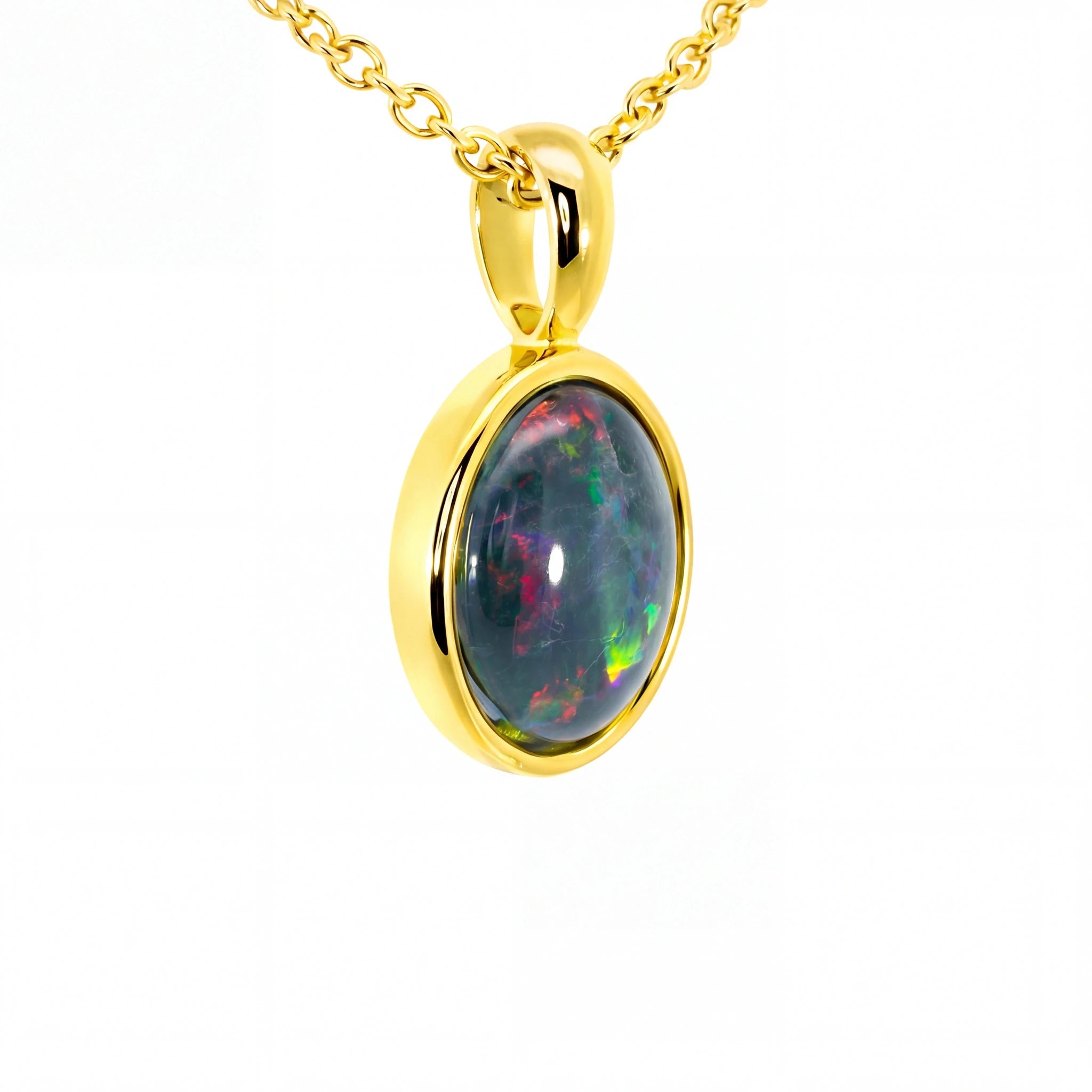 Triplet Opal Pendant set in Stainless Steel Gold Plated - Australian Opal Cutters and Pearl Divers