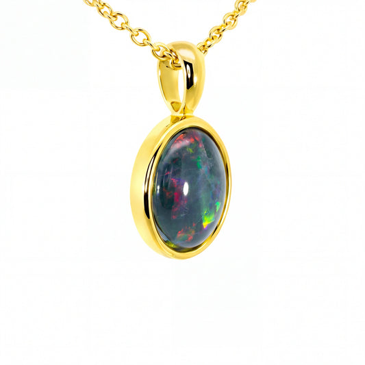 Triplet Opal Pendant set in Stainless Steel Gold Plated - Australian Opal Cutters and Pearl Divers