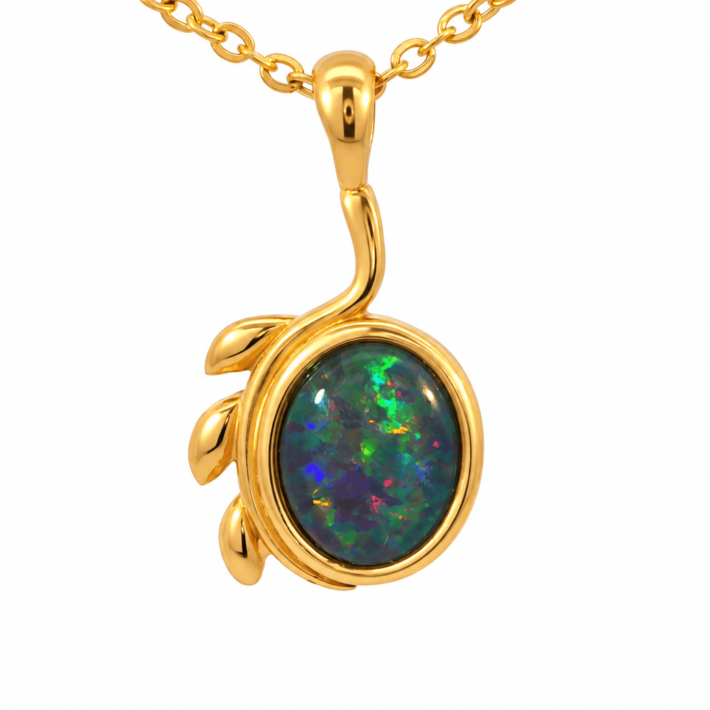 Triplet Opal Pendant in Gold Plated Stainless Steel - Multicolour - Australian Opal Cutters and Pearl Divers