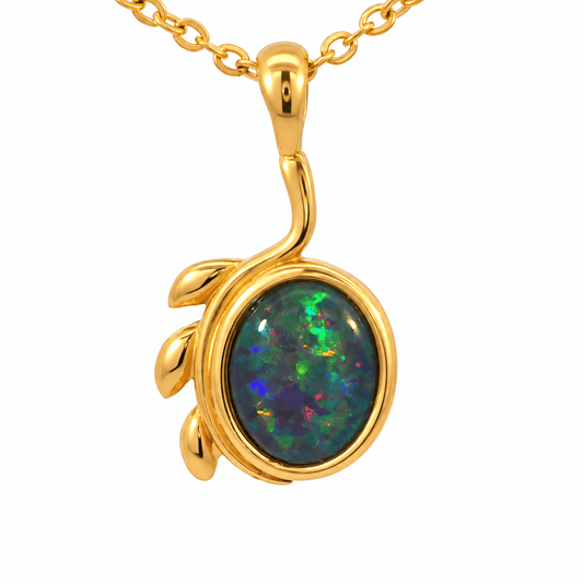 Triplet Opal Pendant in Gold Plated Stainless Steel - Multicolour - Australian Opal Cutters and Pearl Divers