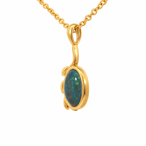 Triplet Opal Pendant in Gold Plated Stainless Steel - Multicolour - Australian Opal Cutters and Pearl Divers