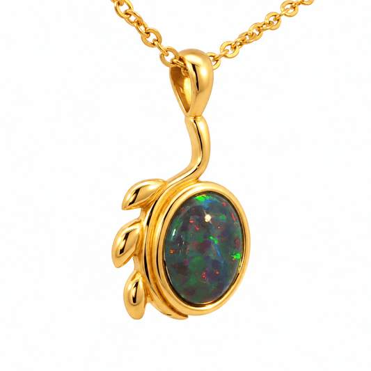 Triplet Opal Pendant in Gold Plated Stainless Steel - Multicolour - Australian Opal Cutters and Pearl Divers