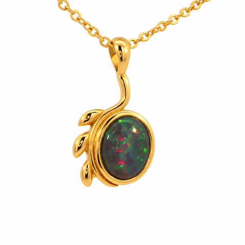 Triplet Opal Pendant in Gold Plated Stainless Steel - Multicolour - Australian Opal Cutters and Pearl Divers