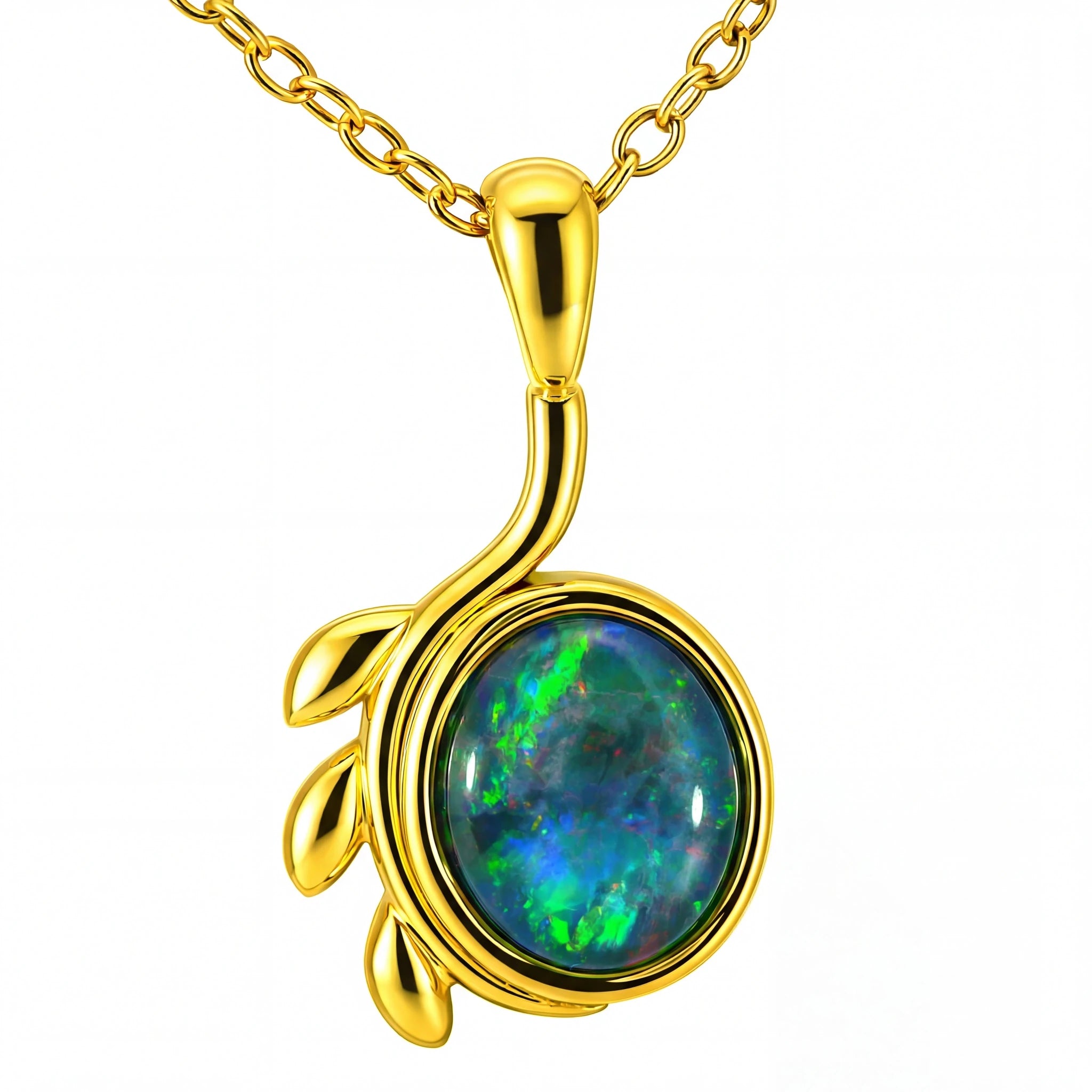 Triplet Opal Pendant in Gold Plated Stainless Steel - Multicolour - Australian Opal Cutters and Pearl Divers