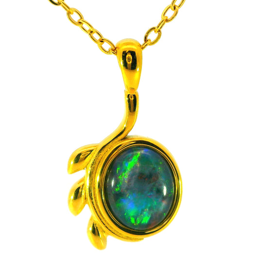 Triplet Opal Pendant in Gold Plated Stainless Steel - Multicolour