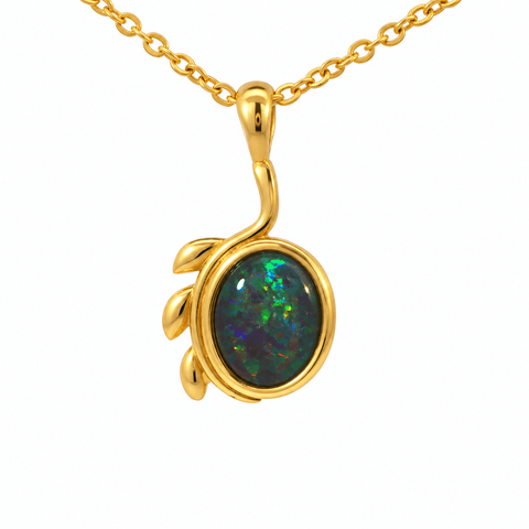 Triplet Opal Pendant in Gold Plated Stainless Steel - Multicolour - Australian Opal Cutters and Pearl Divers
