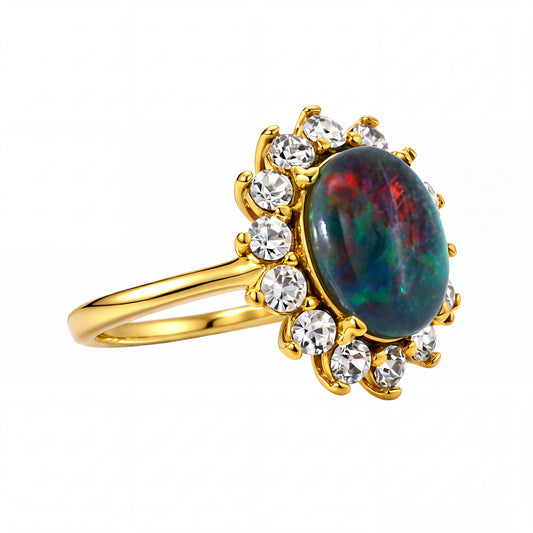Opal Ring & Earrings Set - Australian Opal Cutters and Pearl Divers