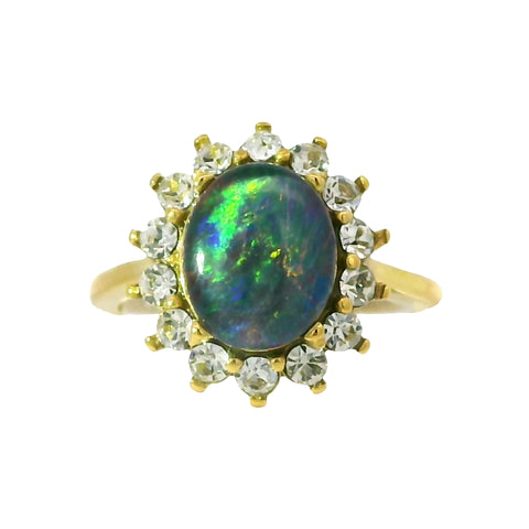 Triplet Opal Ring set in Gold Plated Stainless Steel - Mutlticolour