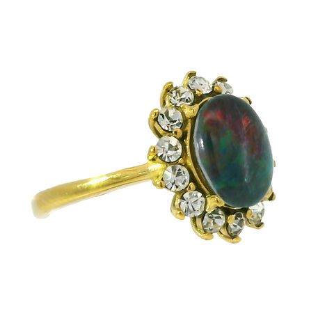 Triplet Opal Ring set in Gold Plated Stainless Steel - Mutlticolour