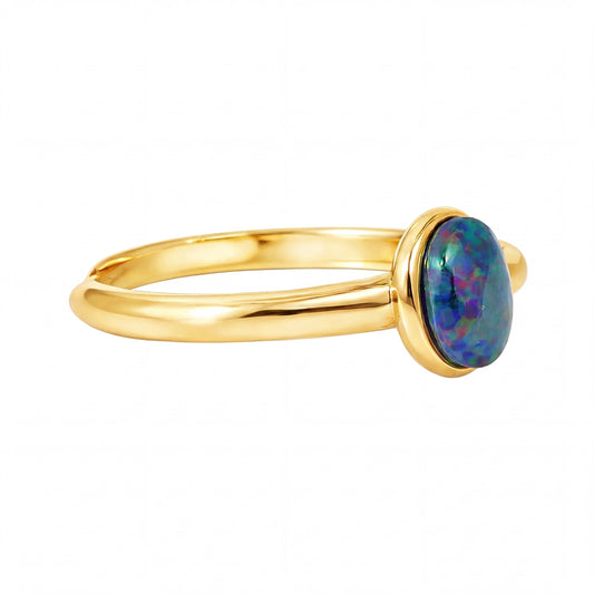 Triplet Opal Ring in Gold Plated Stainless Steel - Multicolour - Australian Opal Cutters and Pearl Divers