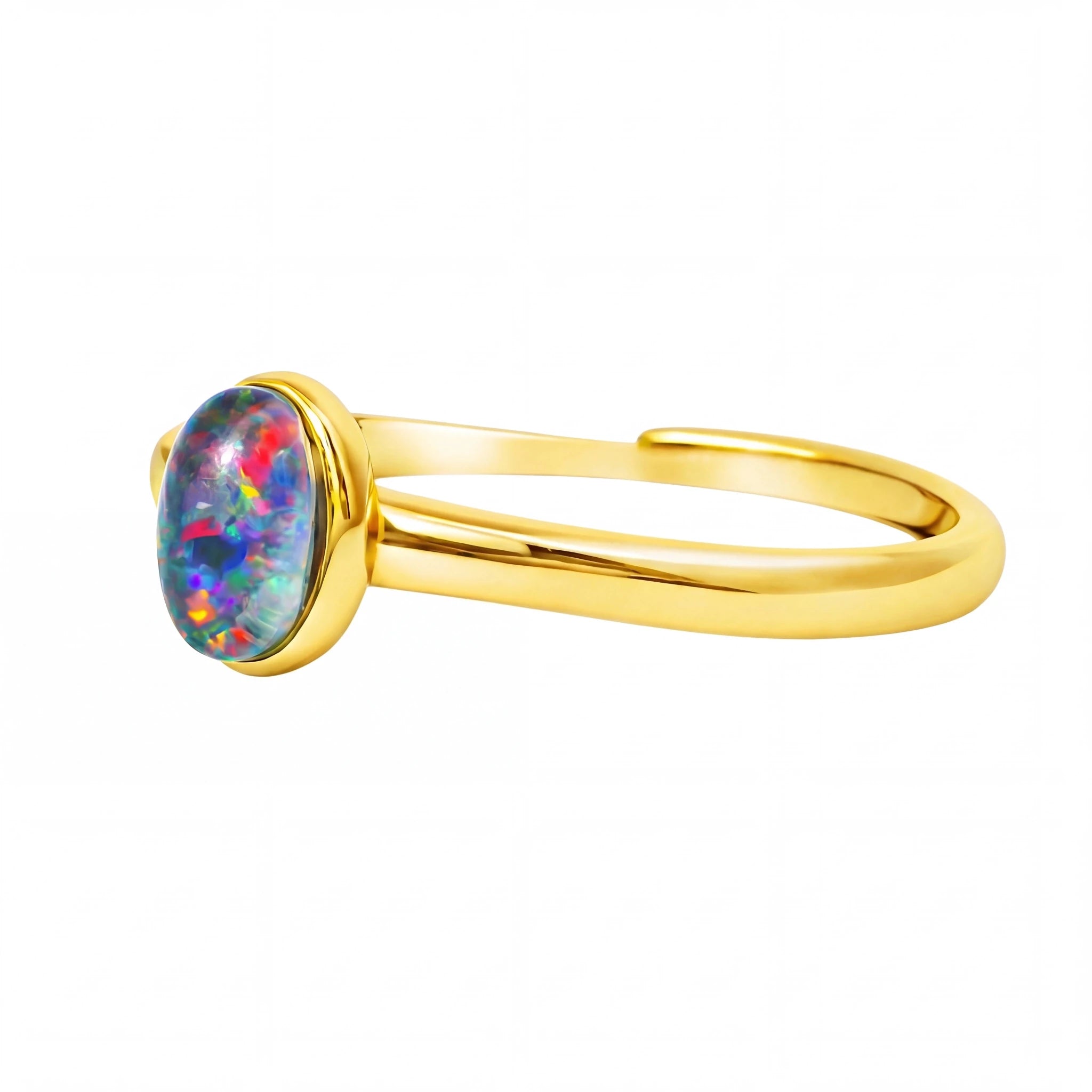 Triplet Opal Ring in Gold Plated Stainless Steel - Multicolour - Australian Opal Cutters and Pearl Divers