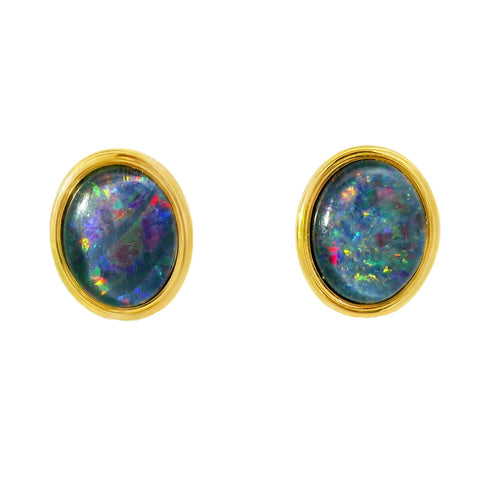 Triplet Opal Earring in Gold Plated Stainless Steel