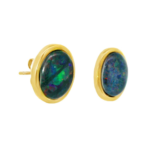 Triplet Opal Earring in Gold Plated Stainless Steel