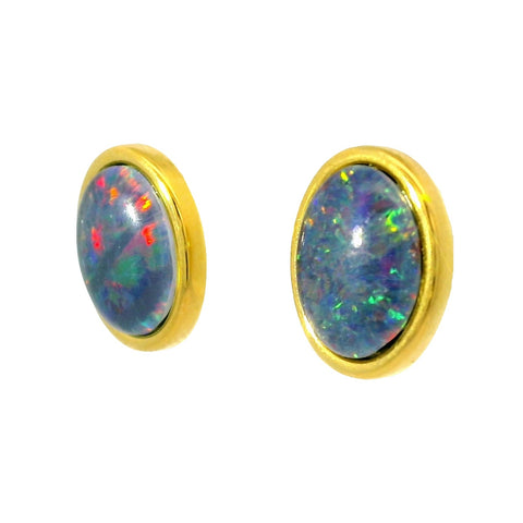 Triplet Opal Earring in Gold Plated Stainless Steel