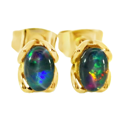 Triplet Opal Earring set in Stainless Steel Gold Plated