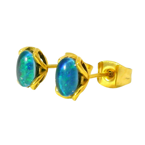 Triplet Opal Earring set in Stainless Steel Gold Plated