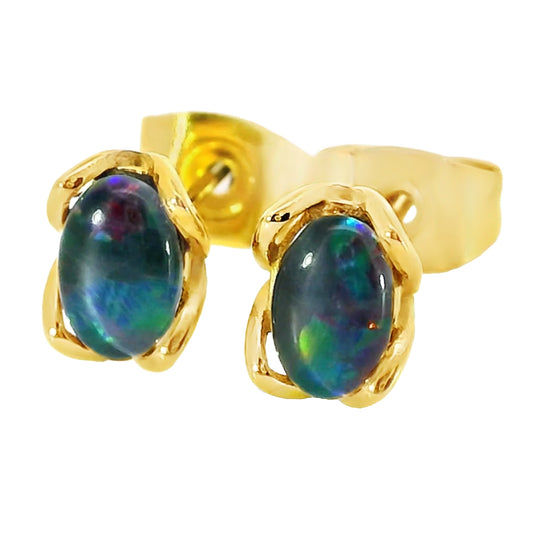 Triplet Opal Earring set in Stainless Steel Gold Plated