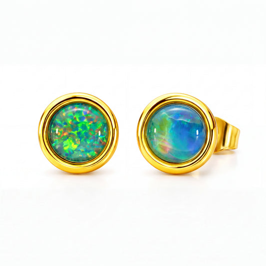Triplet Opal Earring in Gold Plated Stainless Steel