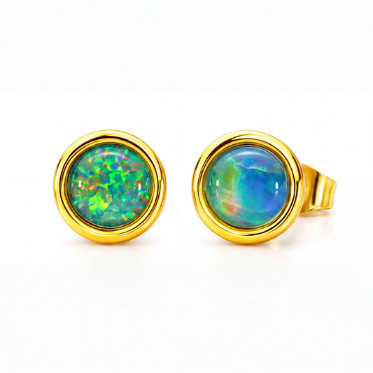 Triplet Opal Earring in Gold Plated Stainless Steel - Australian Opal Cutters and Pearl Divers
