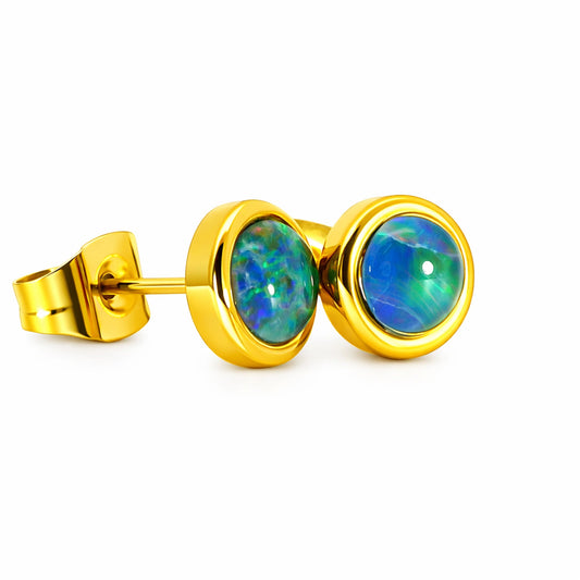Triplet Opal Earring in Gold Plated Stainless Steel - Australian Opal Cutters and Pearl Divers