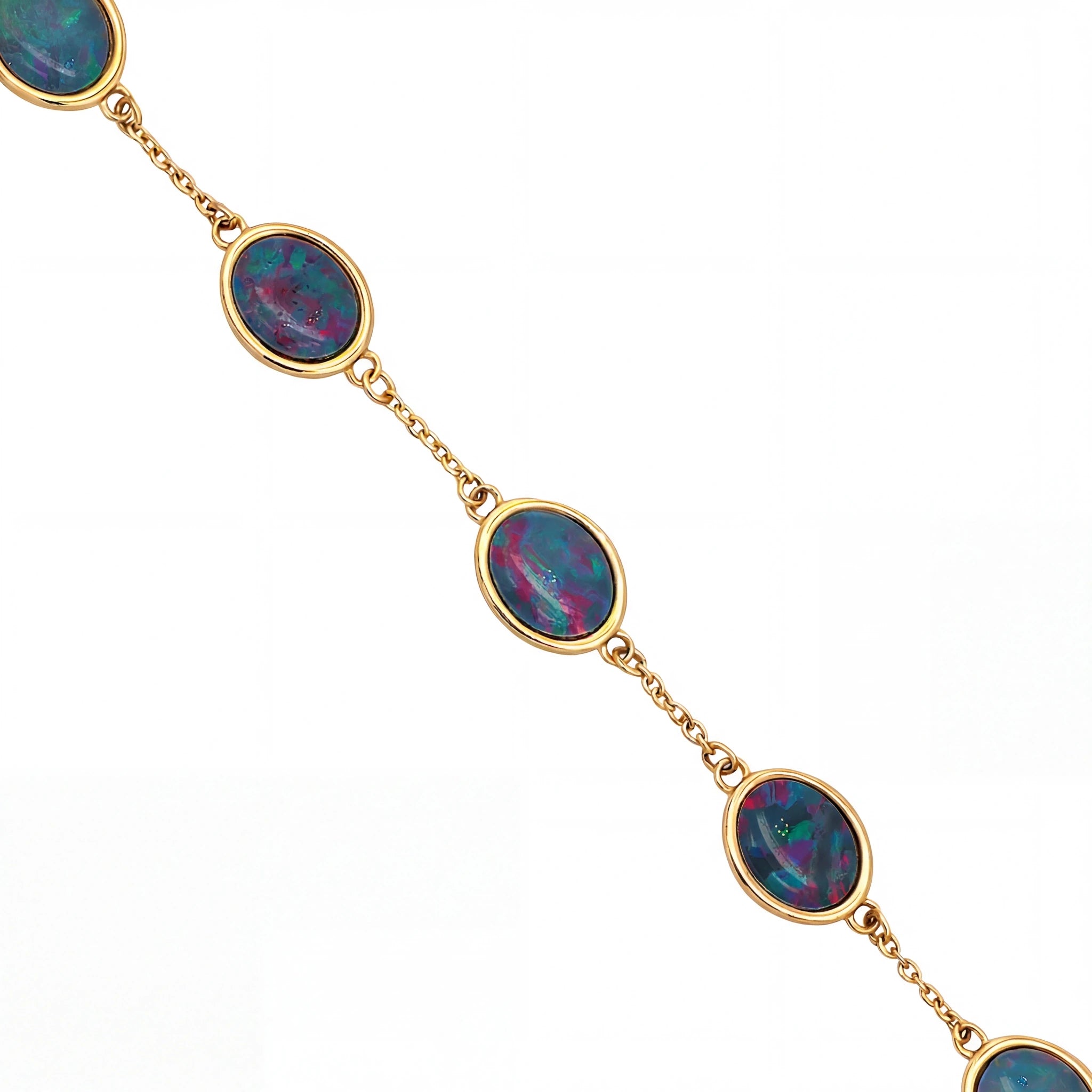 Triplet Opal Bracelet in Gold Plated Stainless Steel - Multicolour - Australian Opal Cutters and Pearl Divers