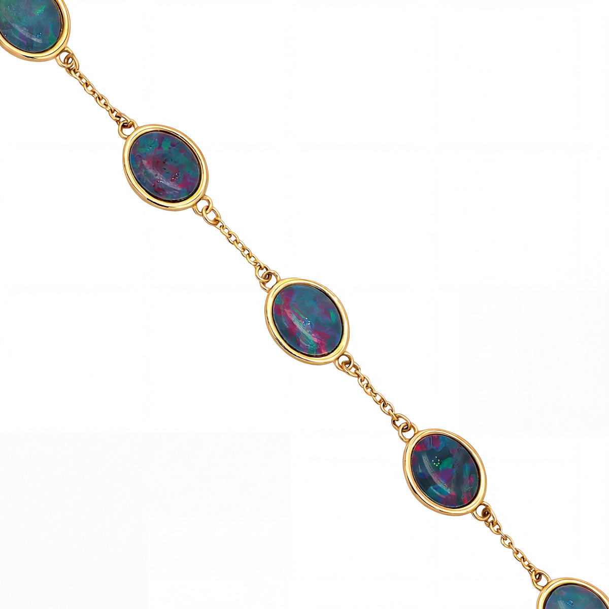 Triplet Opal Bracelet in Gold Plated Stainless Steel - Multicolour