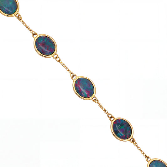 Triplet Opal Bracelet in Gold Plated Stainless Steel - Multicolour