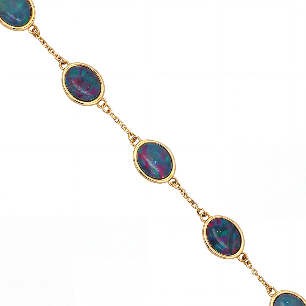 Triplet Opal Bracelet in Gold Plated Stainless Steel - Multicolour - Australian Opal Cutters and Pearl Divers