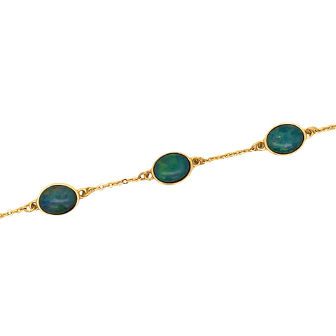 Triplet Opal Bracelet in Gold Plated Stainless Steel