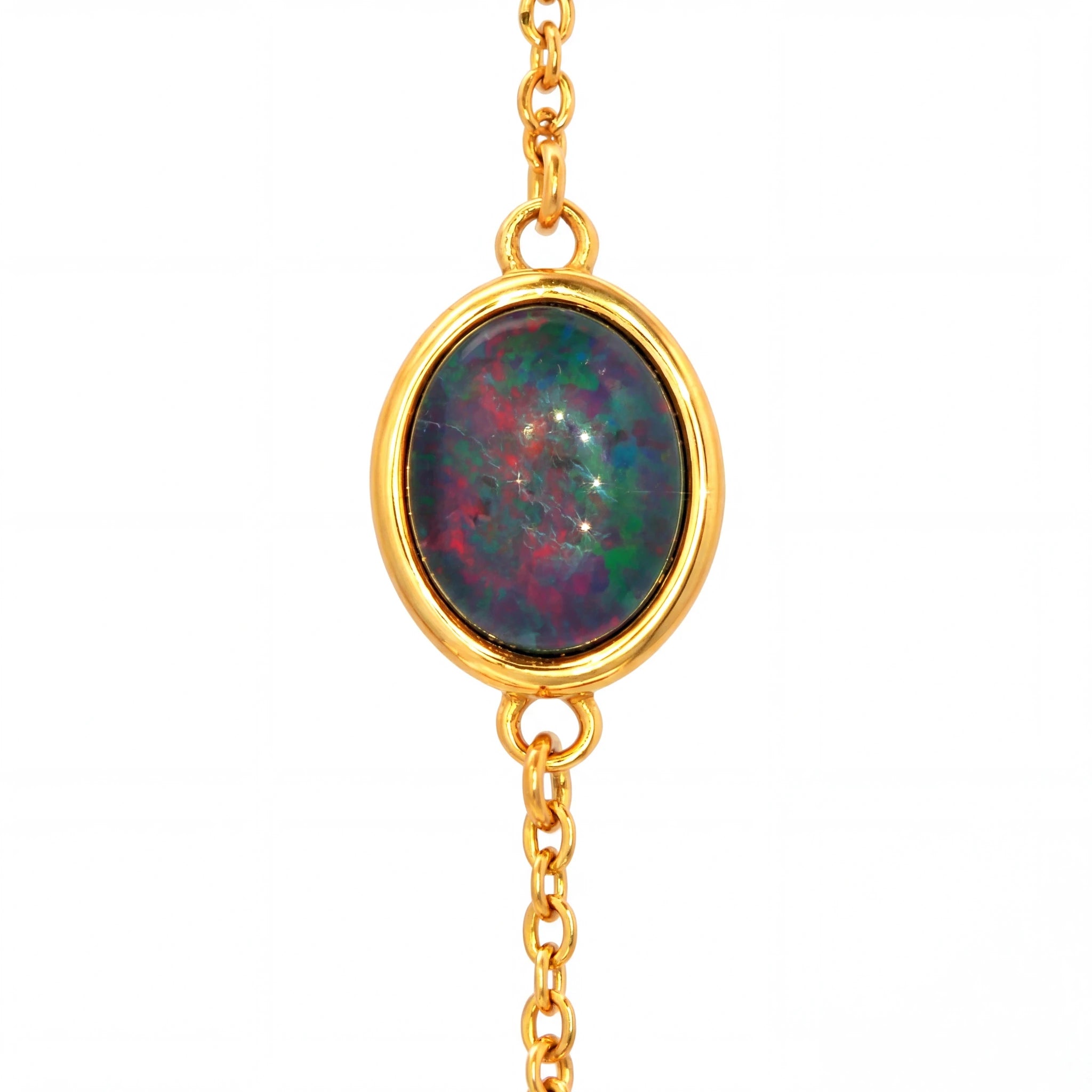 Triplet Opal Bracelet in Gold Plated Stainless Steel - Multicolour - Australian Opal Cutters and Pearl Divers