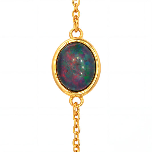 Triplet Opal Bracelet in Gold Plated Stainless Steel - Multicolour
