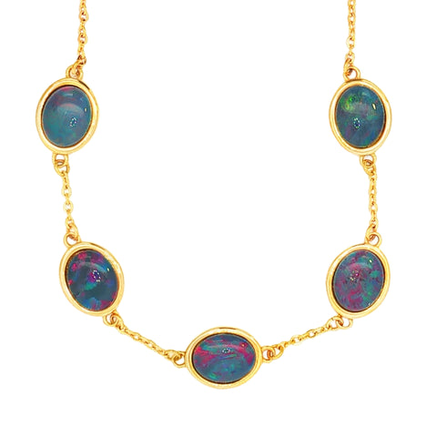 Triplet Opal Bracelet in Gold Plated Stainless Steel - Multicolour